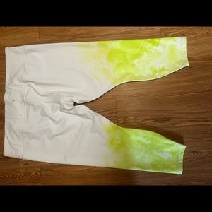 Athleta 7/8 Elation Mineral white and neon green ombré leggings - 2x / 3x